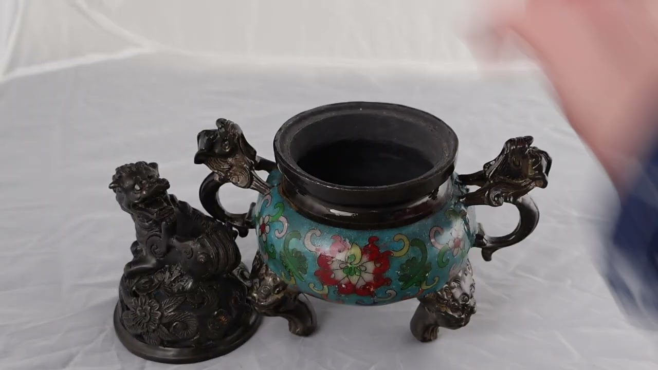 Chinese Incense Bowl With Foo Dog Lid