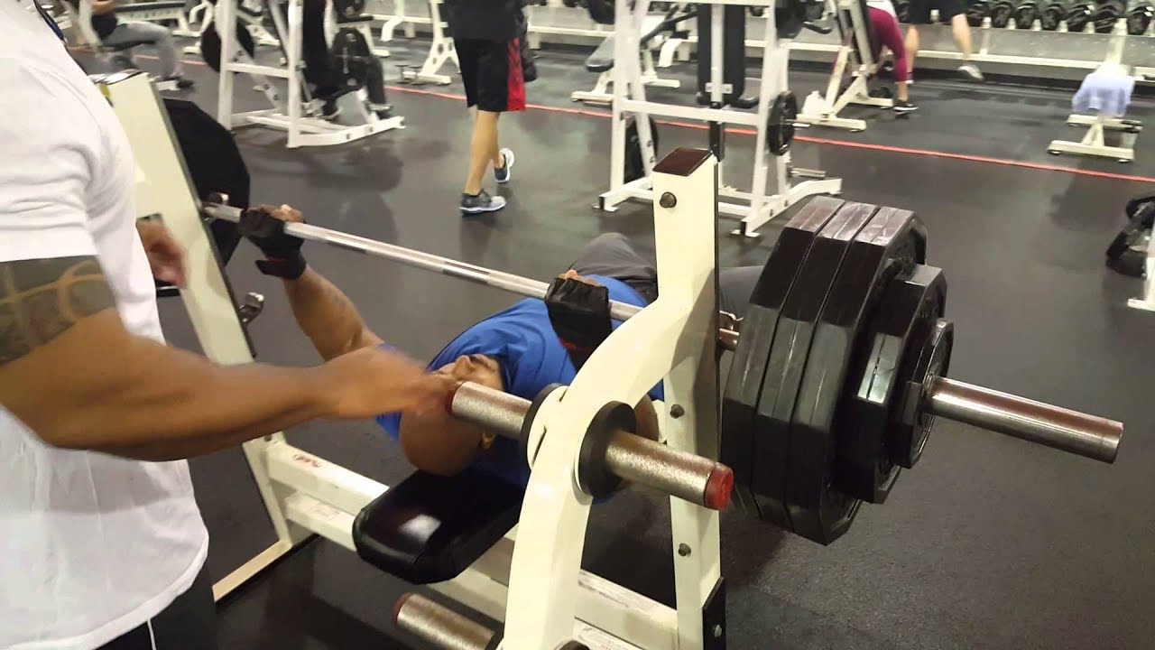 Bench pressing 375 lbs twice. - YouTube