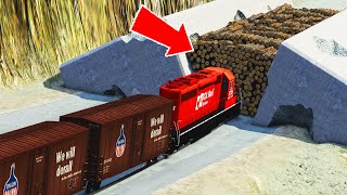 Beamng.Drive 😱 Trains Accidents Derailments - Train VS 1500 Logs by CRASHTherapy 1,899 views 7 days ago 8 minutes, 5 seconds