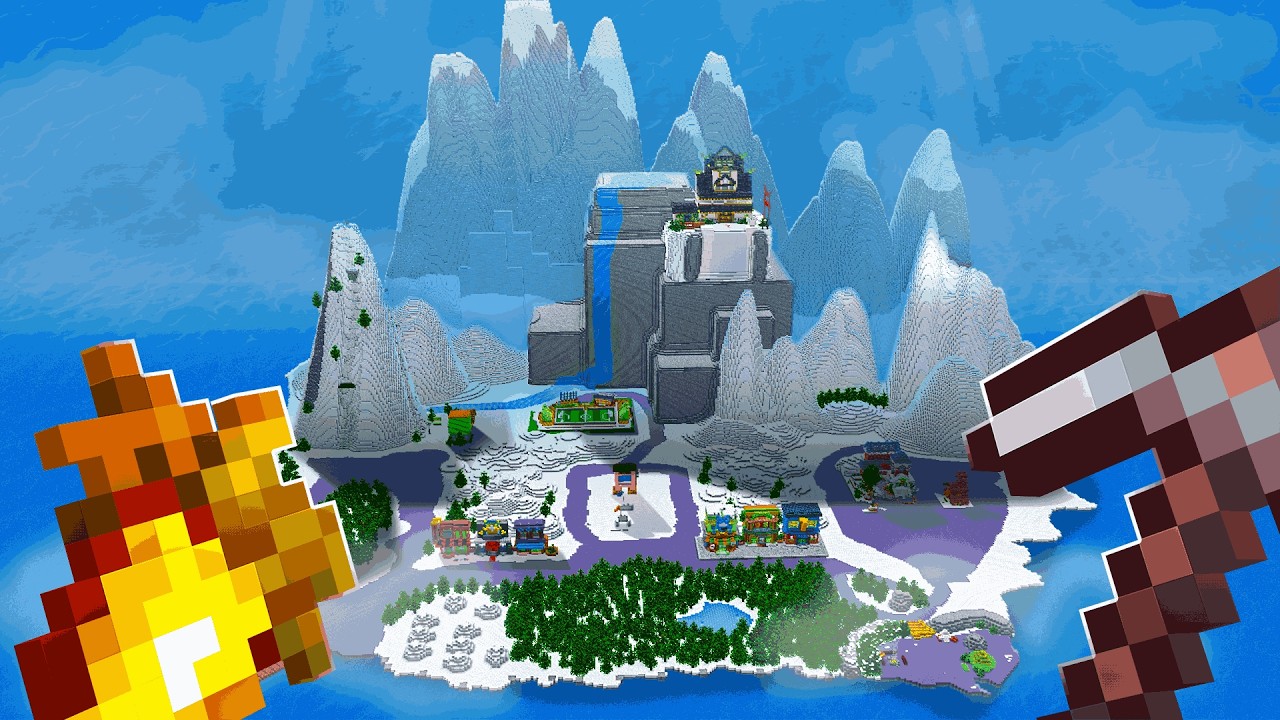 Reconstruí a Ilha do Club Penguin em Escala 1:1 no Minecraft Survival