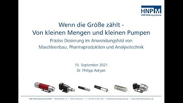 HUCKAUF Vorschau: HNP Mikrosysteme - Wenn die Größe zählt – Von kleinen Mengen und kleinen Pumpen