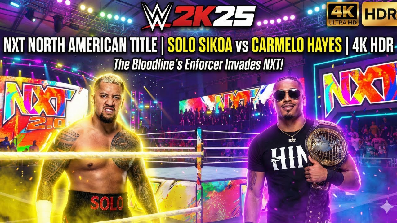 Solo Sikoa vs Carmelo Hayes – NXT North American Title | No Commentary | WWE 2K25 4K HDR