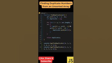 #50: (Method 2: Using Sorting) Find Duplicates in an Unsorted Array in JavaScript! | #shorts