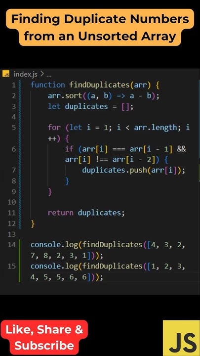#50: (Method 2: Using Sorting) Find Duplicates in an Unsorted Array in ...