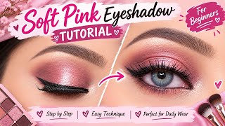 Soft Pink Eyeshadow Tutorial Easy Eye Makeup For Beginners Step By Step Glam Look screenshot 4