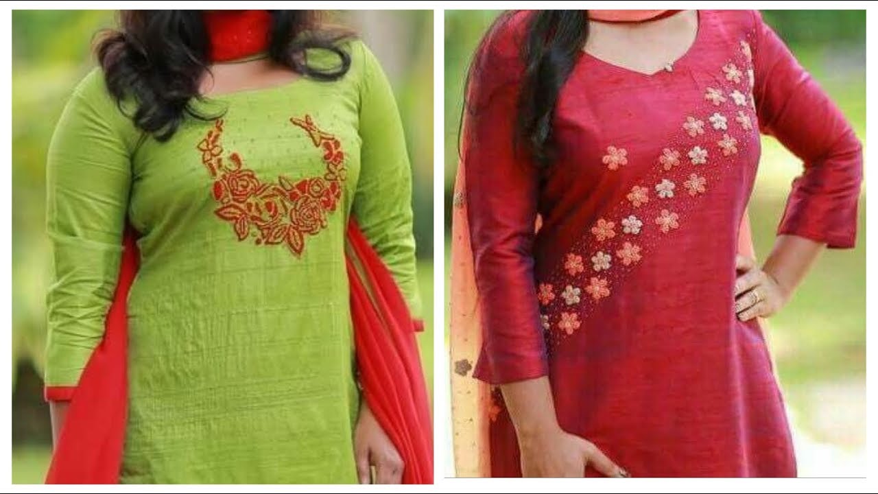 Very attractive, simple and easy neck hand embroidery design for Tops - Kurti  embroidery - YouTube