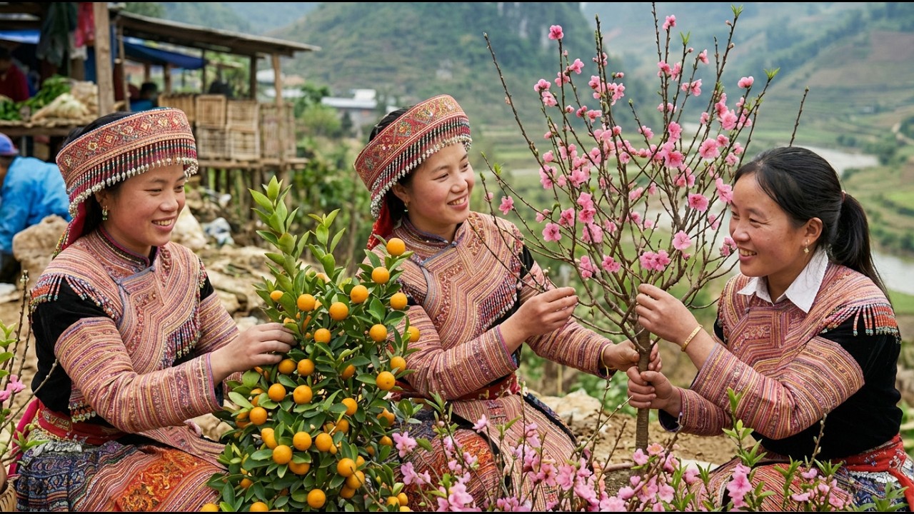 Горный рынок Вьетнама перед Тет | Подготовка к Новому году по лунному календарю в Бач-Ха.