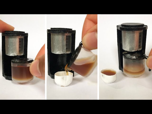 1:6 Scale Miniature Coffee Machine Dolls House Espresso Machine Mini Tiny  Coffee Maker for Dollshouse 