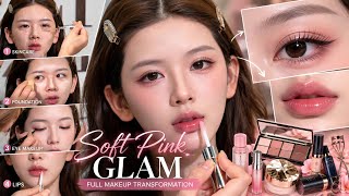 Full Face Makeup Transformation ✨ Soft Pink Glam, Flawless Skin & Glossy Lips | Makeup Tutorial screenshot 1