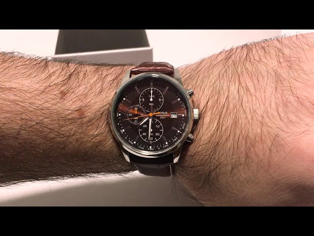 LORUS Sports Brown Leather Chronograph RM339DX9 - E-oro.gr - YouTube