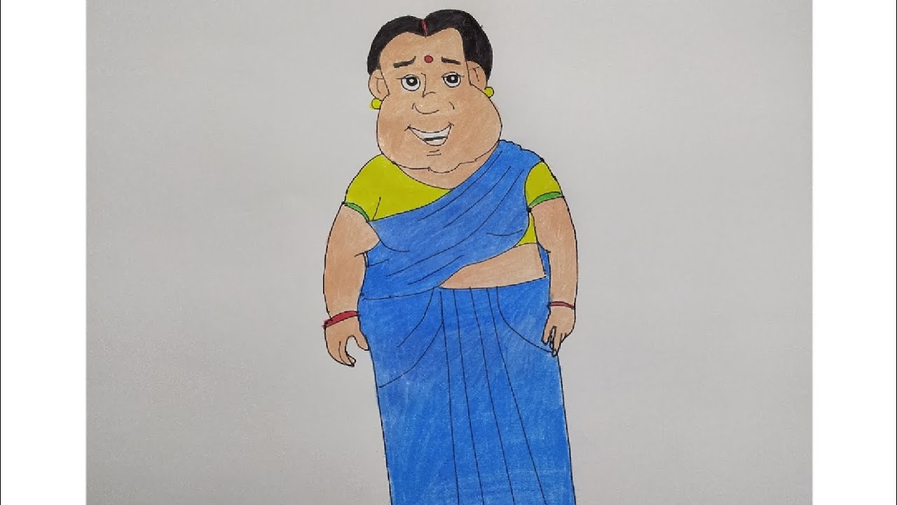 Gopal Bhar's Wife Parvati Drawing & Colouring | Gopal Bhar Cartoon Drawing Tutorial