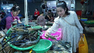 Market show, Pregnant mom buy big shrimp for cooking - Yummy sour shrimp soup recipe