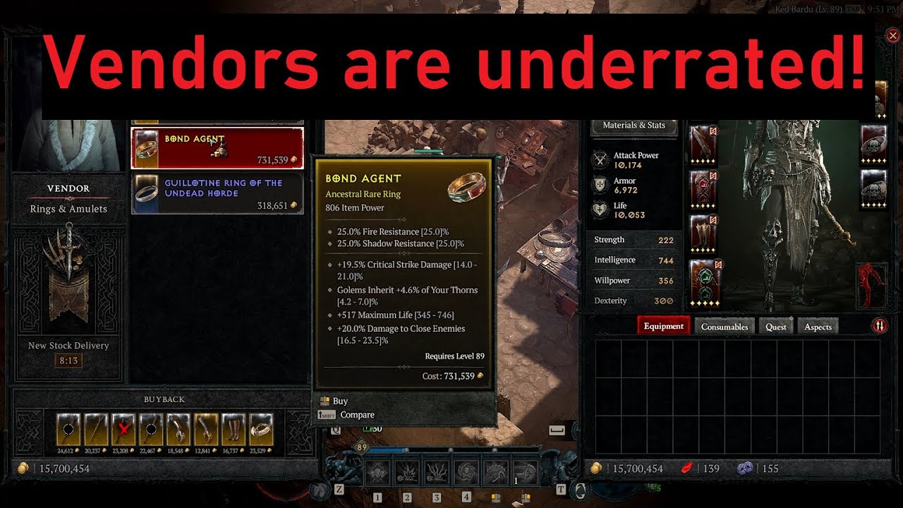 Diablo 4 - Check vendors for GG items