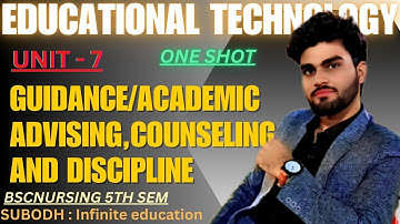 UNIT -7 GUIDANCE/ACADEMIC ADVISING COUNSELING AND DISCIPLINE ONE SHOT EDUCATIOANL TECHNOLOGY 5th sem