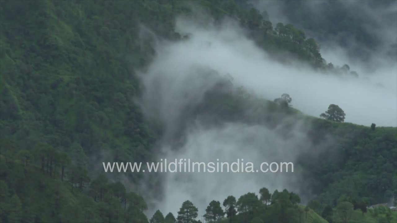 Mesmerizing Monsoon clouds over Mussoorie Mountains in the Himalayan Foothills