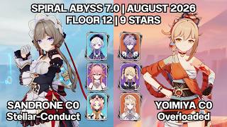 Pyro NA buff + Yoimiya = 🔥| Spiral Abyss 7.0 | August 2026 | Sandrone C0 & Yoimiya C0