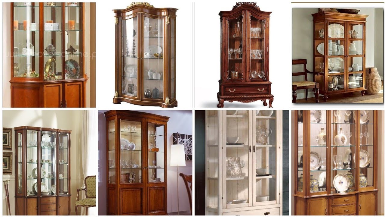 Modern wood work interior with glass panel Showcase &wall cabnit design