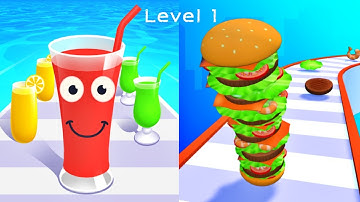 Satisfying Mobile Games - Juice Run |  Burger Stack Runner 3D - All Levels Gameplay
