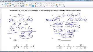 algebra 2B 8 5 notes day 1 solving rational equations