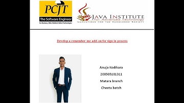 Remember Me option | WEB Programming I | Java Institute