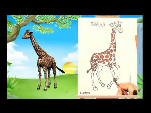 تلوين زرافه عالم الحيوان للاطفال تلوين للأطفال حيوانات للاطفال لعبه تلوين