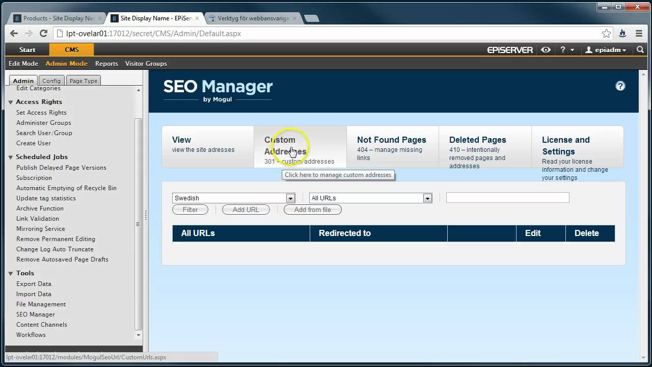 SEO Manager - Google Webmaster tools CSV import