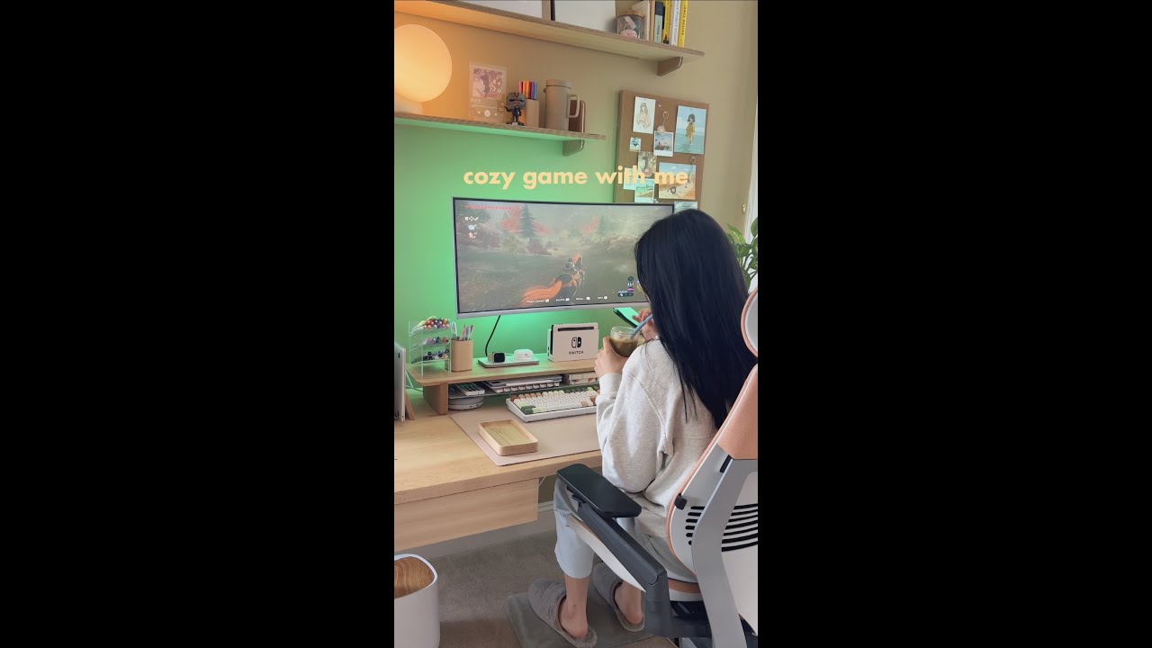 ⁣Cozy Gaming Playing Zelda Breath Of The Wild 🗡💚 #shorts