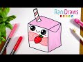 Cómo dibujar una LECHE DE FRESA kawaii - Paso a paso
