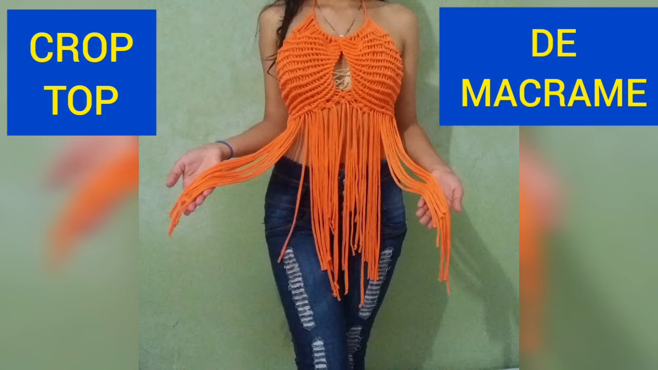 MANITAS MACRAME,CROP TOP DE MACRAME CON TRAPILLO