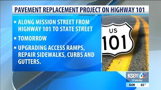 Pavement replacement project to begin Monday on Highway 101 near State St., Santa Barbara