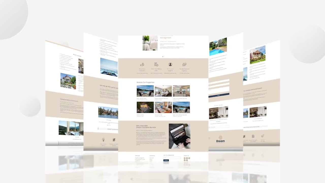 Dream Vacation Rentals Website Tour