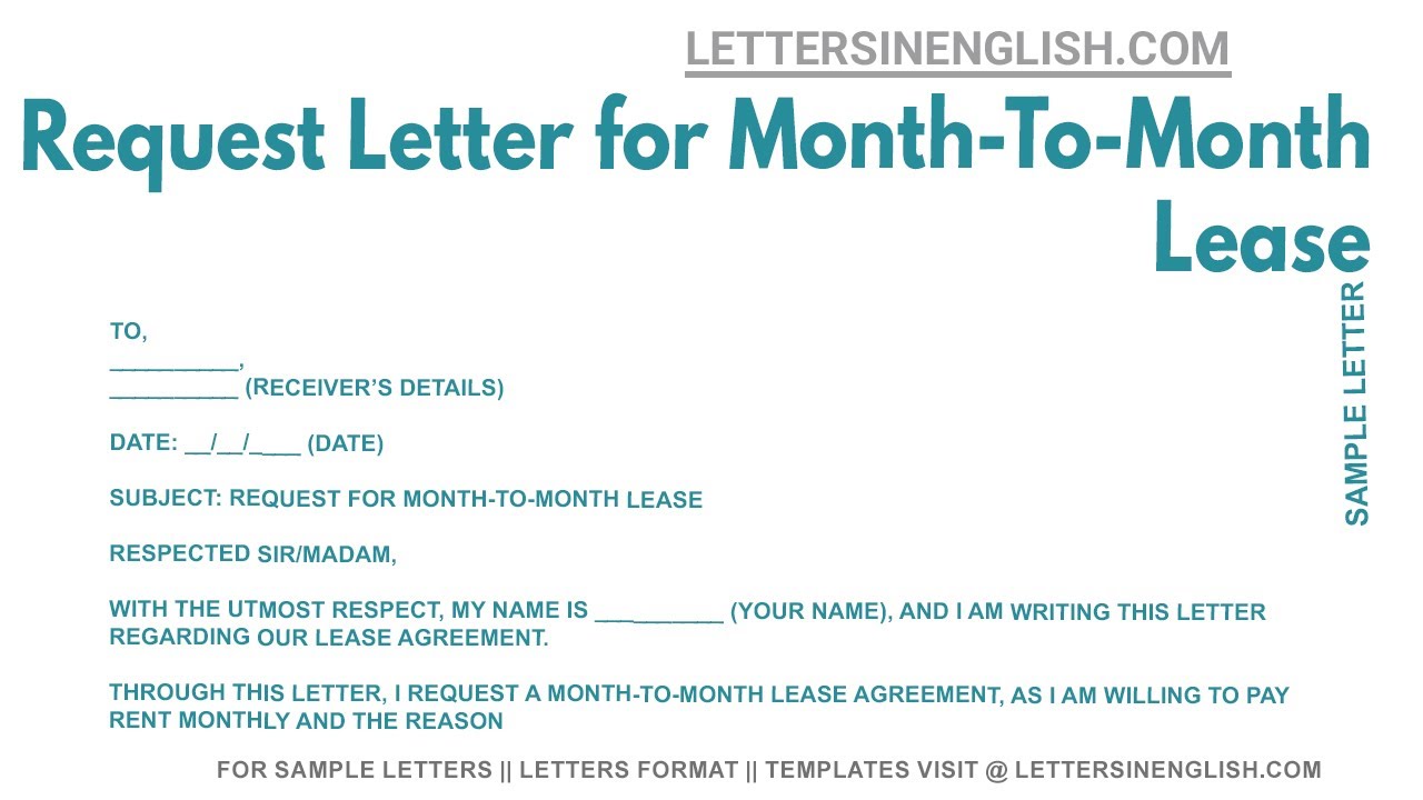 Request Letter for Month To Month Lease letter for changing lease to
