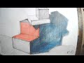 Drawing perspective pencildrawing paint with me perspective drawing with stairs cube and box