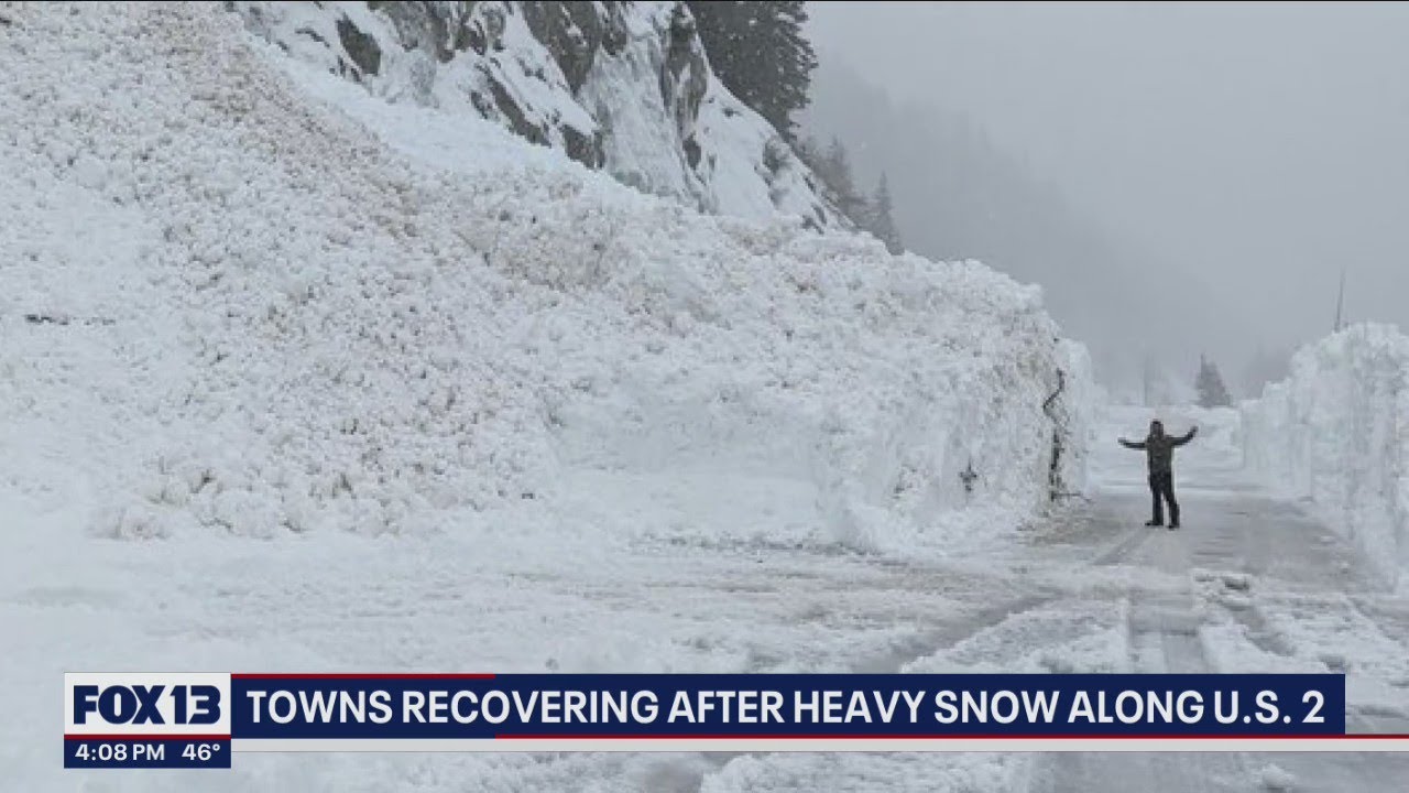 Towns recovering after heavy snow along US 2 | FOX 13 Seattle - YouTube