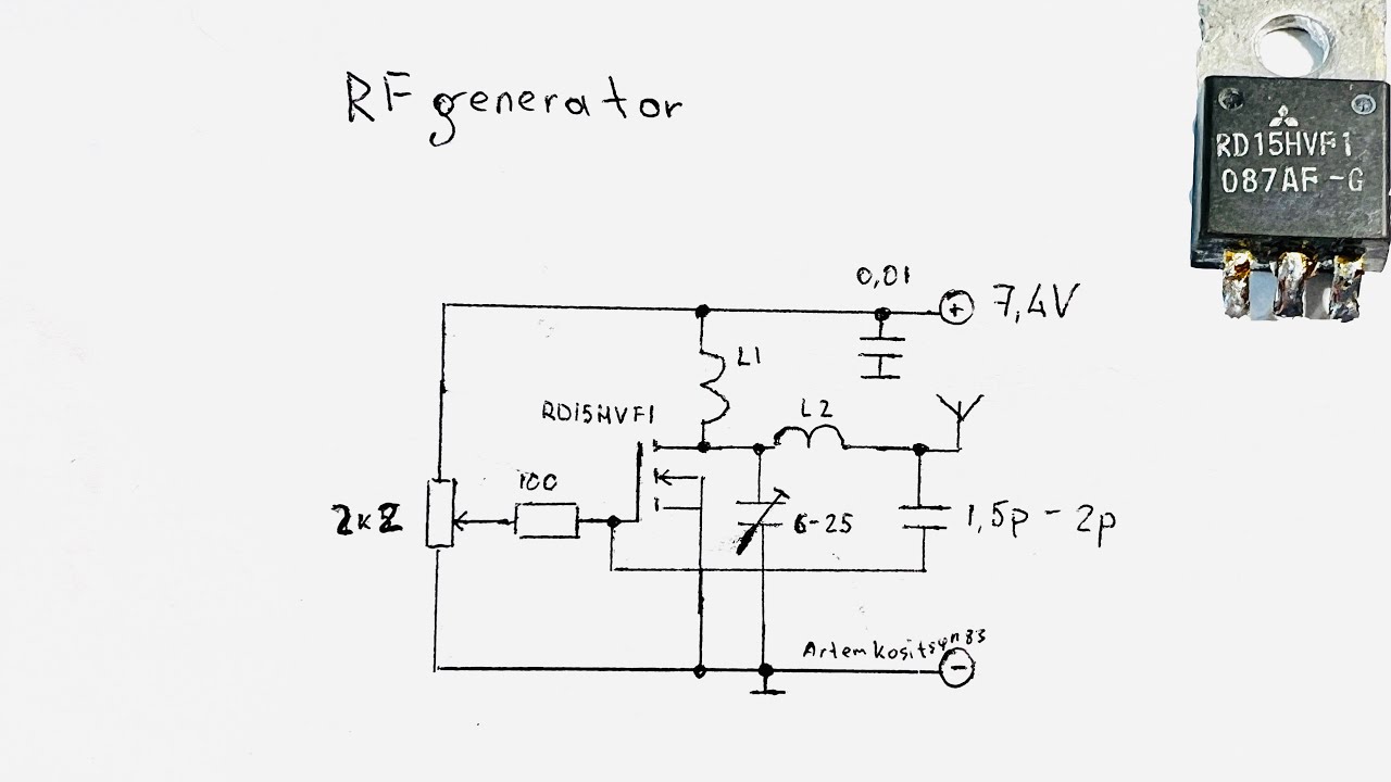 RF generator on one transistor RD15HVF1. Lamps shine in hands