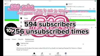 Unsubscribing to @Toadman1061 over 2^1024 times season 1 part 1