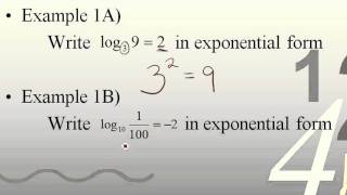 Writing logarithms in exponential form Information