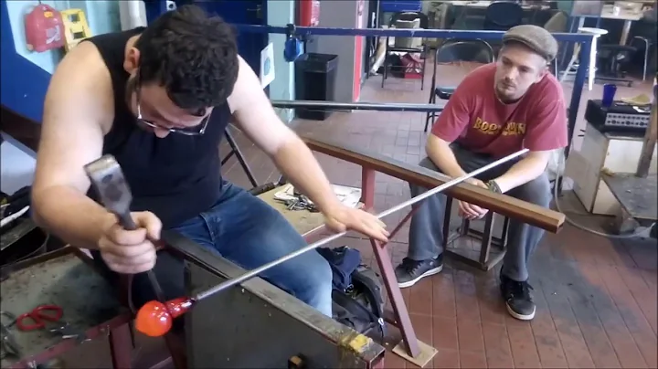 Bristol Blue glass  Blowing a Brandy Goblet