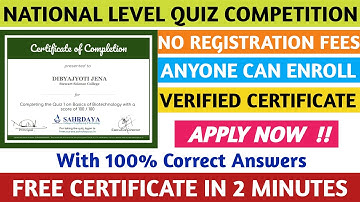 Biotechnology Free Online Courses With Certificates || Biotechnology Free Quiz || Biotechnology Quiz