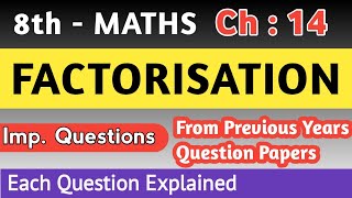 8th - MATHS Important Questions (Ch - 14 Factorisation) | Bhugra Education