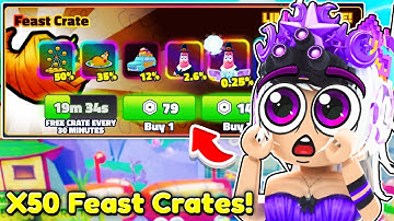 I Opened X50 Of New FEAST CRATES For SECRETS In Roblox Spongebob Tower Defense!