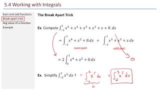 Math 211 - 5.4 Working with Integrals