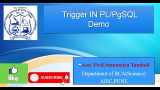 14 Triggers in PLPgSQL With Demo