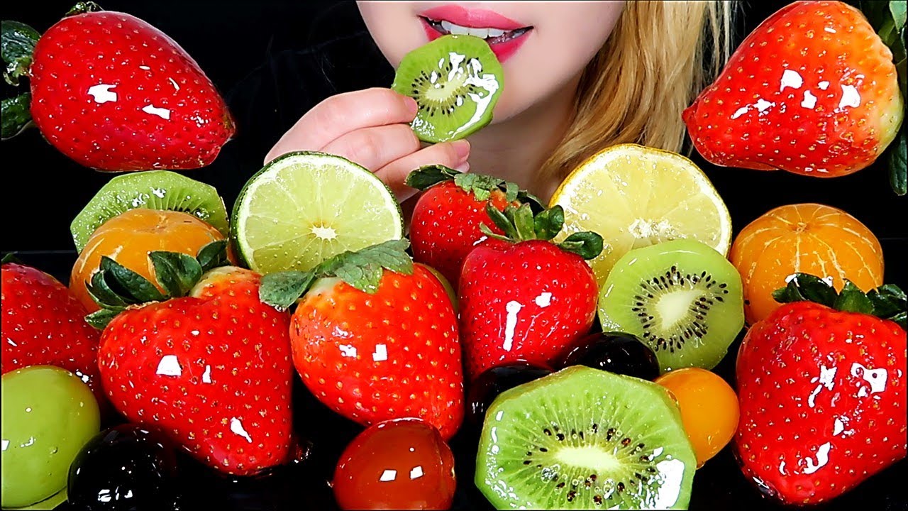 ASMR CANDIED FRUITS TANGHULU 🍓🍇🍊🥝(STRAWBERRY, KIWI, TANGERINE, TOMATO, GRAPES) Mukbang Eating sounds