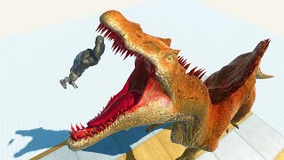 Slow Motion Giant Spinosaurus Eats Feeds  Animal Revolt Battle Simulator