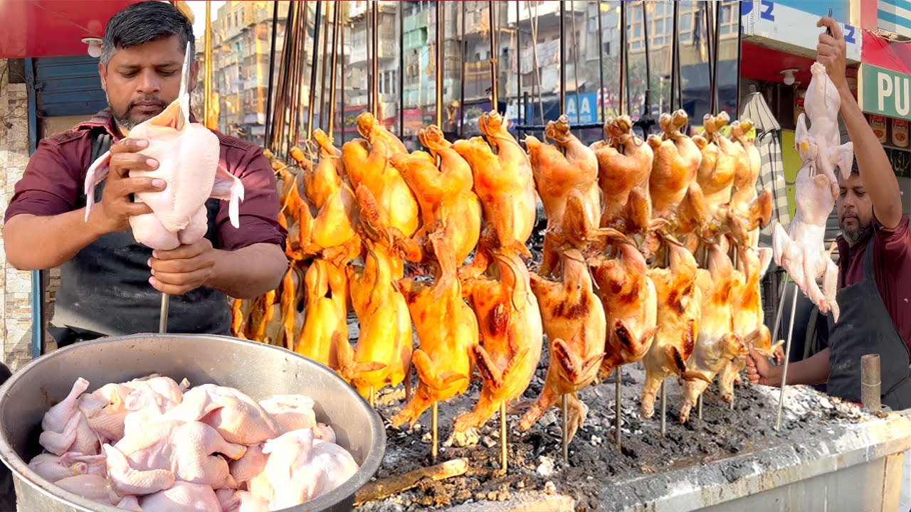 1000 KG FULL CHICKEN ROAST AMAZING CHARCOAL GRILLED CHICKEN PAKISTANI STREET FOOD YouTube