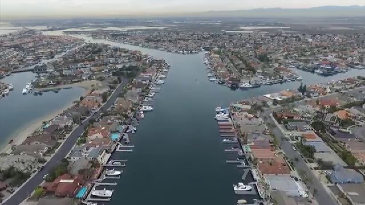 Drone Scenic Aerial View of Huntington Harbor, Orange County, CA - DJI Phantom 3 Advanced