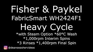 Fisher & Paykel FabricSmart Heavy Cycle with Steam
Fisher & Paykel FabricSmart WH2424F1 Heavy Cycle with Steam Option
Washing a very problematic load of a heavy duvet cover and a light fitted sheet, with 4 pillow cases.
With the difference in weights, balance is a slight issue but eventually gets there.
Follow me on Instagram! @deanswashervideos for more pics and video snippets.
Video Index
0.38 Start
1.19 Steaming
20.59 Main Wash
29.12 Vortex Action
1.49.41 Interim Spin 1
2.06.26 Rinse 1
2.12.26 Interim Spin 2
2.20.38 Rinse 2
2.26.38 Interim Spin 3
2.32.10 Final Rinse
2.38.10 Final Spin Fisher & Paykel FabricSmart Heavy Cycle with Steam
