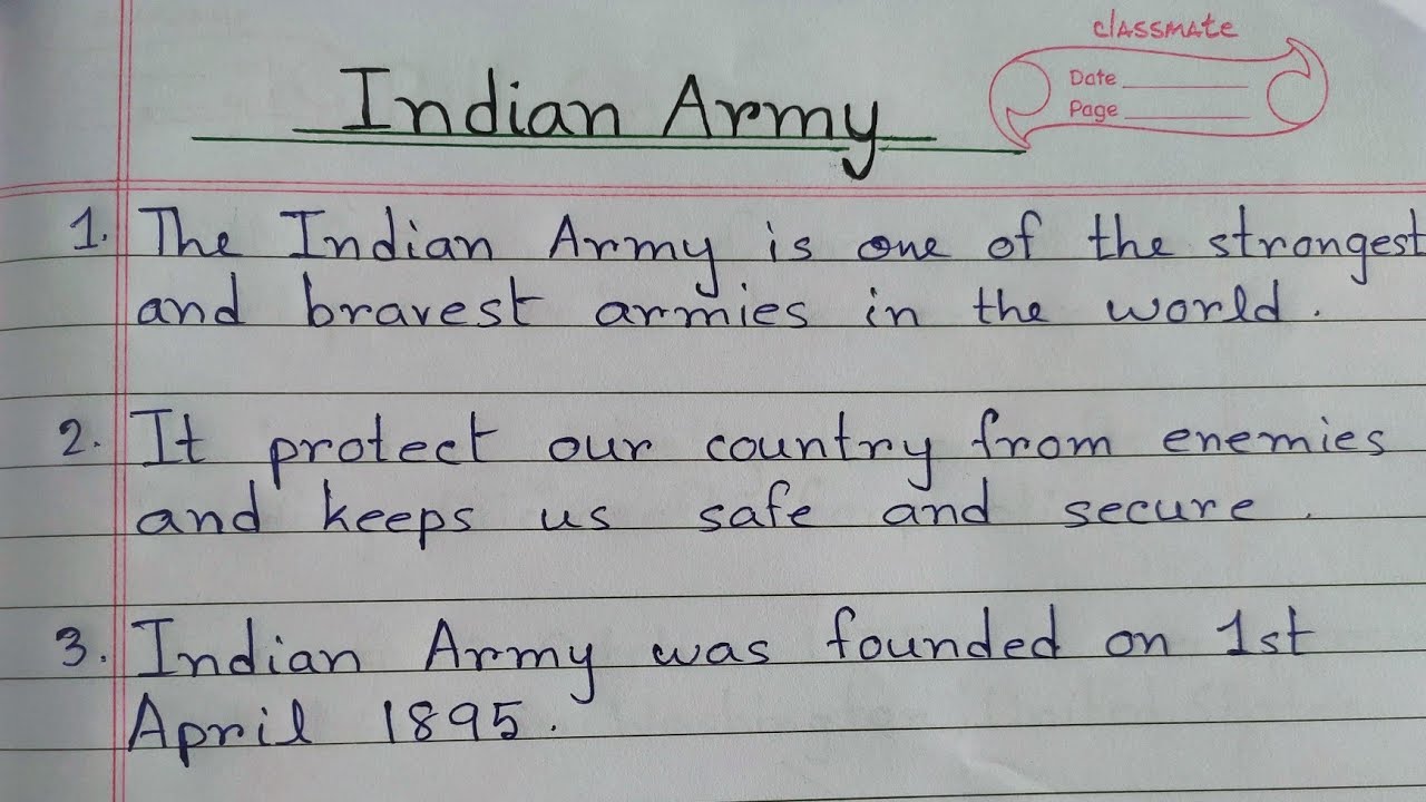 10 lines Essay on Indian Army || Indian Army Essay in English || Few Easy lines about Indian Army