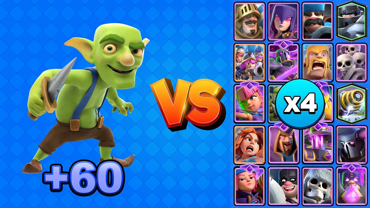 +60 DUENDES vs TODAS LAS CARTAS X4 | Clash Royale
